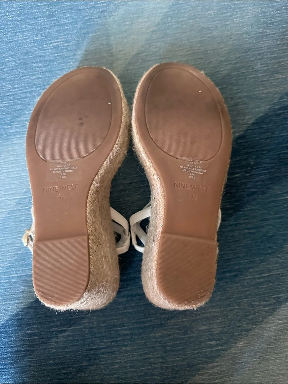 Nine West Cream Strappy Espadrille Wedge Sandals
